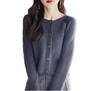 QKCQQTS Cárdigan para Mujer, cárdigan de Punto con Cuello Redondo y Botones, suéter Liso, Jersey de Punto con bajo (Shape-d,XXL)