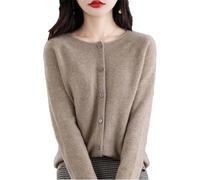 QKCQQTS Cárdigan para Mujer, cárdigan de Punto con Cuello Redondo y Botones, suéter Liso, Jersey de Punto con bajo (Shape-m,L)