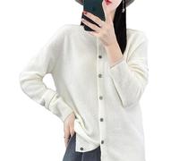 QKCQQTS Cárdigan para Mujer, cárdigan de Punto con Cuello Redondo y Botones, suéter Liso, Jersey de Punto con bajo (Shape-n,L)