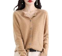 QKCQQTS Cárdigan para Mujer, cárdigan de Punto con Cuello Redondo y Botones, suéter Liso, Jersey de Punto con bajo (Shape-q,XL)