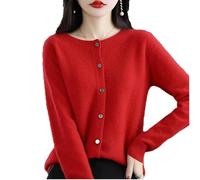QKCQQTS Cárdigan para Mujer, cárdigan de Punto con Cuello Redondo y Botones, suéter Liso, Jersey de Punto con bajo (Shape-b,M)
