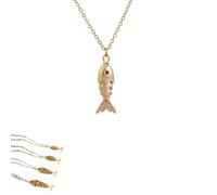 QKCQQTS Collar de pez articulado 3D para mujer, colgante de pez de la suerte para amantes del mar, colgante geométrico único de animal (Small fish - three scales)