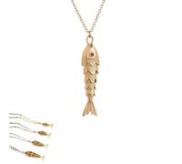 QKCQQTS Collar de pez articulado 3D para mujer, colgante de pez de la suerte para amantes del mar, colgante geométrico único de animal (Big fish - five scales)