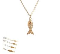 QKCQQTS Collar de pez articulado 3D para mujer, colgante de pez de la suerte para amantes del mar, colgante geométrico único de animal (Small fish - two scales)
