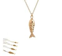 QKCQQTS Collar de pez articulado 3D para mujer, colgante de pez de la suerte para amantes del mar, colgante geométrico único de animal (Big fish - four scales)
