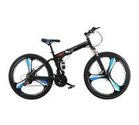 QKDWQZ Bicicleta De Montaña Plegable De 24" Y 26" con Doble Suspensión,Cuadro De Acero Al Carbono De 21 Velocidades Y Sillín Ajustable En Altura. Bicicleta Deportiva para Adultos,Hombres C,26in