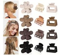 QKEPCY 12 Piezas Pinzas Pelo Flor Garra Cabello Mate Accesorios Peinado Mujer Recogido Moño Elegante Sujeta Cabello Resistente