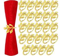 QKEPCY 1pcs Hojas Dorados Elegantes Anillos Mesa Decorativos Metálicos Sujetadores Servilletas Cena Banquete