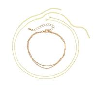 QKEPCY 2 Piezas Cinturones de Mujer Cadenas de Cintura Cadena De Cintura Ajustable Sexy para el Cuerpo Joyería Corporal Moderna Para Cualquier Ocasión con Tobillera (Dorado)