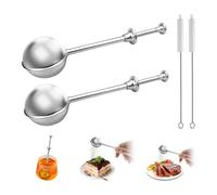 QKEPCY 2 Piezas Infusor de Té en Acero Inoxidable Bola de Té con Mango Ergonómico para Hierbas y Especias Incluye 2 Cepillos de Limpieza Ideal para Té Suelto (2)