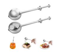 QKEPCY 2 Piezas Infusor de Té en Acero Inoxidable Bola de Té con Mango Ergonómico para Hierbas y Especias Incluye 2 Cepillos de Limpieza Ideal para Té Suelto (1)