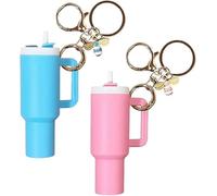 QKEPCY 2 Piezas Llavero Miniatura Vaso Termo Colgante Abeja Decorativo Accesorios Bolso Mochila Adorno