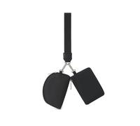 QKEPCY 2 Piezas Minicartera con Cremallera Mujer Bolso de Mano Monedero Hombre Correas de Muñeca Pequeño Muñequeras Doble Bolsa Monedero con Cremallera para Deportes Viajes Compras Negro