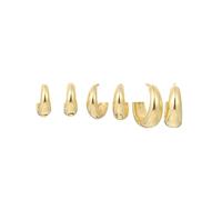 QKEPCY 3 Pares Pendientes Aro Semiabierto Dorado Brillante Estilo Minimalista Aros Gruesos Diferentes Tamaños Joyería Elegante Mujer