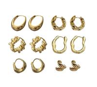 QKEPCY 6 Pares Pendientes Aro Texturizados Geométricos Minimalistas Aros Pequeños Mujer Elegantes Joyas Dorados