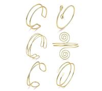 QKEPCY 6 pcs Juego de Pulseras Punk Brazalete con Textura de MúLtiples Enrollada En Capas Pulsera Abierta para ei Brazo para Mujeres y NiñAs