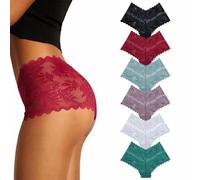 QKEPCY 6 Piezas Bragas Encaje Mujer Braguitas Hipster Talle bajo sin Costuras Ropa Interior Transpirable Suave Cómoda para Uso Diario (XXL)