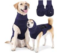 QKEPCY Abrigo Perro Chaleco Anti Ansiedad con Capucha Calmante Reduce el Ruido Suave y Cómodo Velcro Ajustable para Perros Medianos o Grandes