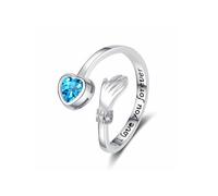 QKEPCY Anillo Ajustable Corazón Mano Brillante Joya Femenina Elegante Plata Esterlina Circonita Cúbica Amor Eterno Compromiso Romántico