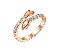 QKEPCY Anillo Ajustable Manos Abrazando Cristales Brillantes Joya Elegante Complemento Mujer Plata