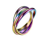 QKEPCY Anillo Antiestres de Acero Inoxidable - Spinner Giratorio Apilable para Meditación y Aliviar Ansiedad - Regalo para Mujeres, Niñas y Hombre