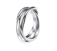 QKEPCY Anillo Antiestres Mujer Acero Inoxidable Anillo de Ansiedad Anillos Giratorios Fidget Anillo Spinner Apilables Anillo de Meditación Aliviar el Estrés Regalo para Mujeres Niñas Hombre (8, Plata)
