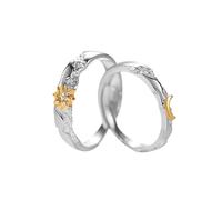 QKEPCY Anillos Celestiales Sol Luna Brillantes Ajustables Compromiso Pareja Joyería Elegante Plata Dorado