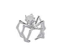QKEPCY Anillos Punk Vintage para,Hombre Mujeres Anillos Gótico,Y2K Araña Anillos Ajustables Abiertos Conjunto de Joyería Apilable Plateado Anillos Joyería Regalo Halloween juego de rol (Blanco)