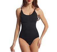 QKEPCY Body Moldeador Reductor Mujer Abdomen Control de Abdomen Bodysuit Tanga Shapewear Body Shaper Posparto Invisible Lumbar Shapewear (L)