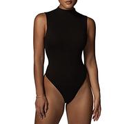 QKEPCY Body sin Mangas Mujer Sexy Cuello Alto Bodysuit Elegante Moldeador Ajustado Reductor Vientre Plano Monos de una Pieza Camiseta Moldeadora Ropa Verano