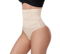 QKEPCY Braga Moldeadora Mujer Body Reductor Sin Costuras Tanga Faja Reductora Invisible con Relleno de Glúteos - Color Beige, Talla M