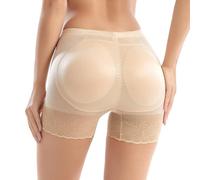 QKEPCY Bragas Levanta Glúteos para Mujer Cordón Braguitas Moldeadoras con Almohadillas Removibles Control Barriga Embellecer Cadera Body Shaper Bragas Push Up Gluteos Shapewear (Albaricoque XXL)