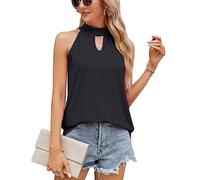 QKEPCY Camiseta Tirantes Mujer Cuello Halter Tank Top Camisola Verano sin Mangas Blusa Elegante Tops Casual Ropa Deportiva Camisetas Deporte Algodon