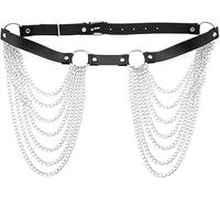 QKEPCY Cinturón Cadena Cascada Multicapa Ajustable Decorativo Cuerpo Joyería Metálica Punk Gótico Accesorios Mujer Estilo Alternativo