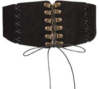 QKEPCY Cinturón Corsé Ancho Elástico Ajustable Cordones Laterales Hebillas Vintage Decorativas Complemento Vestidos Faldas Blusas