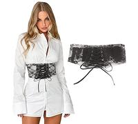 QKEPCY Cinturón Corsé Encaje Transparente Ajustable Cordones Elástico Ancho Mujer Elegante Complemento Vestido Camisa