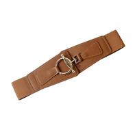 QKEPCY Cinturón Elástico Mujer Hebilla Circular Dorada Ajustable Estilo Minimalista Complemento Vestido Negro Elegante