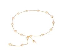 QKEPCY Cinturón Elegante Perlas Cadena Ajustable Decorativo Vestido Mujer Delicado Dorado Accesorios Femeninos moda Cintura