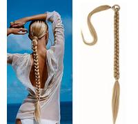 QKEPCY Coleta Postiza Larga Extension Postizo Trenza Coleta Cola de Caballo Extensiones Liso Postizos de Pelo Sintético Extensiones Pelo Natural para Mujer Chica 80cm (Rubio Claro)