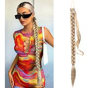 QKEPCY Coleta Postiza Larga Extension Postizo Trenza Coleta Cola de Caballo Extensiones Liso Postizos de Pelo Sintético Extensiones Pelo Natural para Mujer Chica 80cm