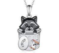 QKEPCY Colgante de Mapache en Plata 925 para Mujer Joyería Singular y Original Regalo Ideal para Amantes de los Animales