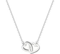 QKEPCY Collar Corazones Entrelazados Doble Colgante Cadena Ajustable Joyería Elegante Mujer Acero Inoxidable Brillante