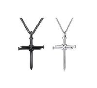 QKEPCY Collar Cruz Clavos De Acero Inoxidable Para Hombre Colgante Religioso Joyería Masculina Elegante Y Resistente Collar De Cadena Ajustable Accesorio Moderno Para Hombre