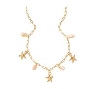 QKEPCY Collar de Conchas para Mujer Niña Collares Concha Natural con Colgante Estrella de Mar Ajustable Accesorios Joyería Verano Hawaiian Playa