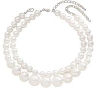 QKEPCY Collar de Perlas para Mujer Elegante Collar de Doble Vuelta con Perlas Blancas Joyería de Moda para Eventos Especiales y Uso Diario Regalos Originales para Mujer