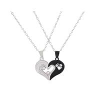 QKEPCY Collar Magnético Corazón Partido Colgante Romántico Cadena Eslabones Brillantes Cristales Incrustados