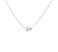 QKEPCY Collar Mujer Cadena Plata con Colgante de Perla Gargantilla Elegante para Regalo Collar Hombre y Mujer para Todas las Ocasiones