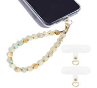 QKEPCY Cordino Cellulare Acrilico Pietra Naturale Cordino per Cellulare Perline di Cristallo laccio Accessorio di Moda per Telefoni Anti-Smarrimento Ciondolo