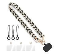QKEPCY Cordon para Movil Universal Correa Cruzada y para la Muñeca Correas Ajustable para Cuello con 2 Parches Duraderos Cadena Multifuncional Compatible con la Mayoría Fundas (Negro)