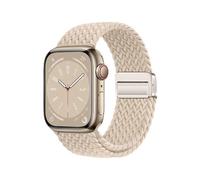 QKEPCY Correa Trenzada Nylon Cierre Magnético Compatible Series 42 44 45 50mm Ajustable Pulsera Reloj Smartwatch Repuesto Elástica(Beige/42/44/45/49 mm)